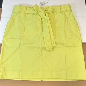 New Talbots Tie Waist Utility Yellow Skirt Stretch Dobby Women's Skirt Size 10